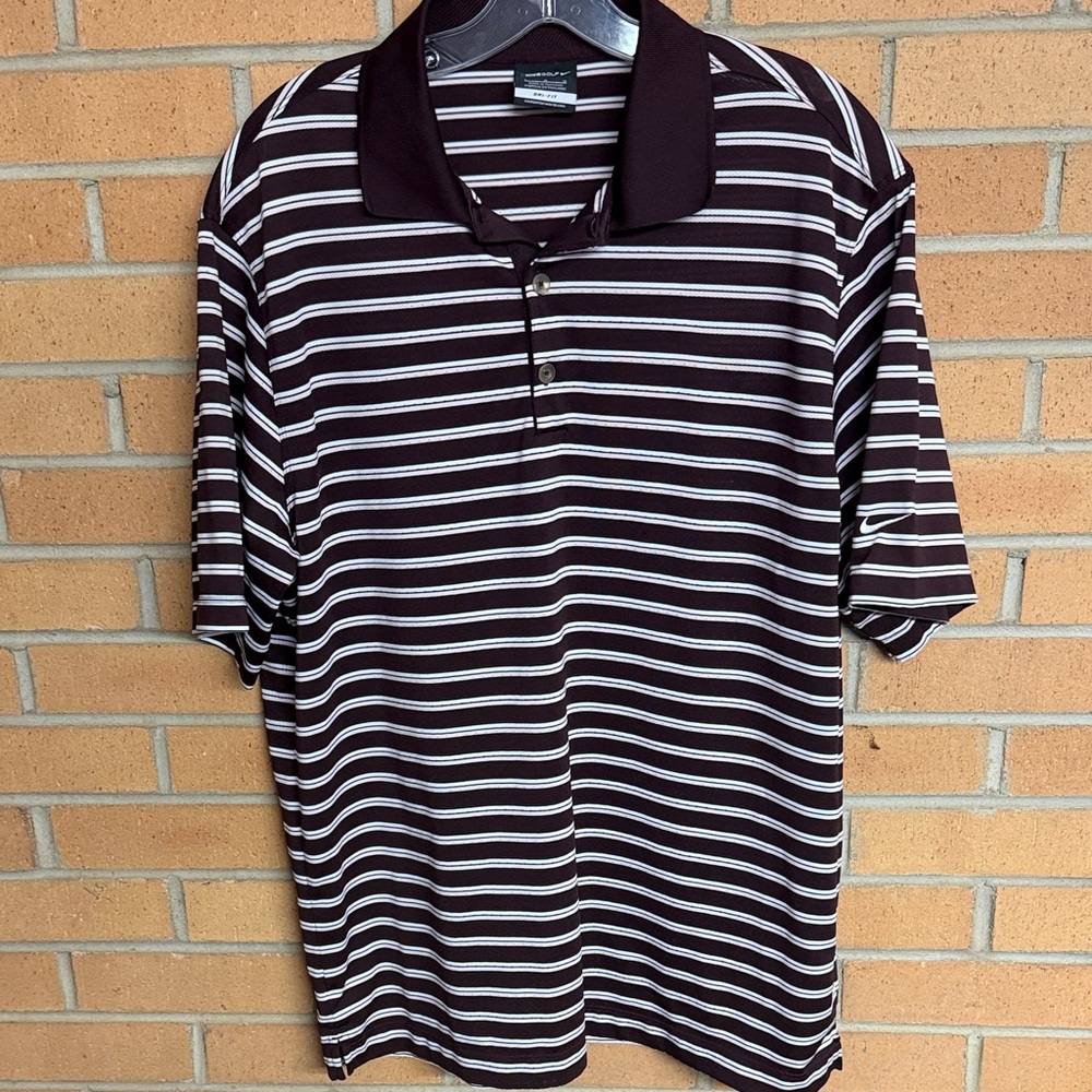 Nike Men's Black and White Striped Polo